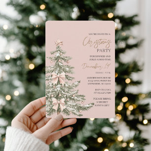 Blush Rosa & Guld Julfest Inbjudningar