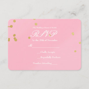 Blush Rosa & Guld Konfetti RSVP-kort inbjudan