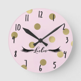 Blush Rosa & Guld Prickar Modern Glam Ögonfransar  Rund Klocka