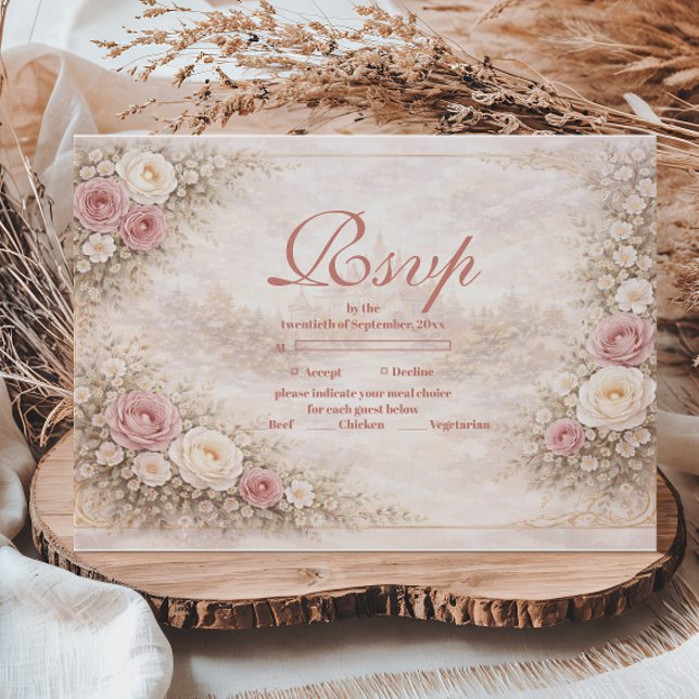 Blush Rosa Guld Trädgård Quinceañera OSA Kort (Skapare uppladdad)