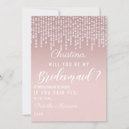 Blush Rosa Hängande Diamantljus Brudtjänsteflicka Inbjudningar