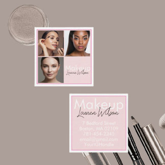 Blush Rosa Hår, Smink & Skönhetsstudio Fyrkantig Fyrkantigt Visitkort