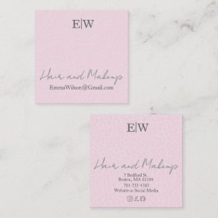 Blush Rosa Hår, Smink & Skönhetsstudio Monogram Fyrkantigt Visitkort