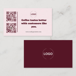 Blush Rosa Kaffebutik Företagskort QR-kod Visitkort
