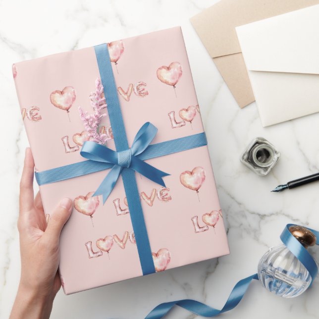 Blush Rosa Kärlek Hjärtan Födelsedag Presentpapper (Gifting)