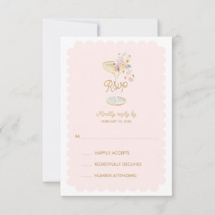 Blush Rosa Kronblad och Prosecco RSVP-kort OSA Kort