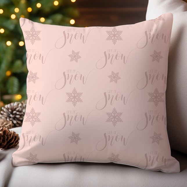Blush Rosa Let It Snow Holiday  Kudde (Skapare uppladdad)