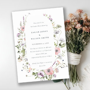 Blush Rosa Lila Vildblomma Par Duscheminladning Tack Kort