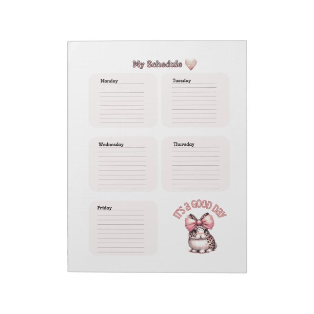 Blush Rosa Min Schema Daglig Planerare Antecknings Anteckningsblock (Roterad)