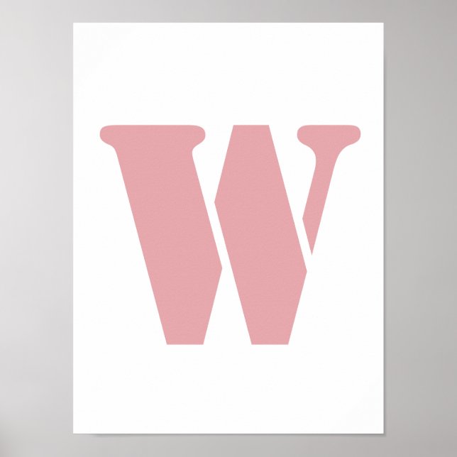 Blush Rosa Minimalistisk Familj Monogram Bokstav  Poster (Framsidan)