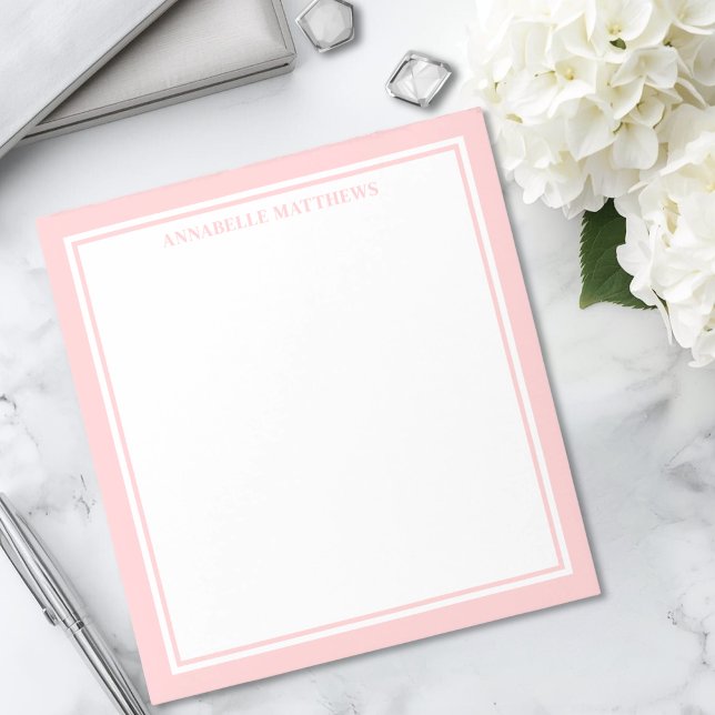 Blush Rosa Minimalistisk Monogram Anteckningsblock (Blush Pink Minimalist Monogram Notepad )