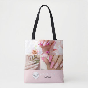 Blush Rosa Nagelkonstnär 3 Foto Logotyp Tygkasse