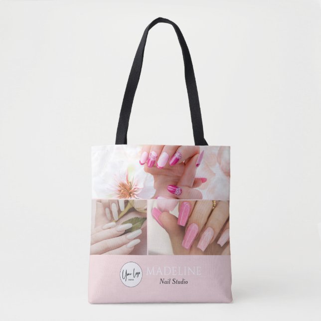 Blush Rosa Nagelkonstnär 3 Foto Logotyp Tygkasse (Framsida)
