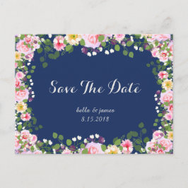 Blush Rosa Navy Blå Spara Datum Postkort Meddelande Vykort