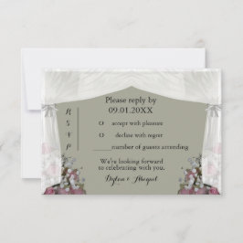 Blush Rosa och Dammigt Salvia Bröllop RSVP Inbjuda Inbjudningar