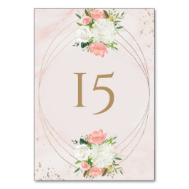 Blush Rosa och Guld Akvarell Blommig Bordsnummer