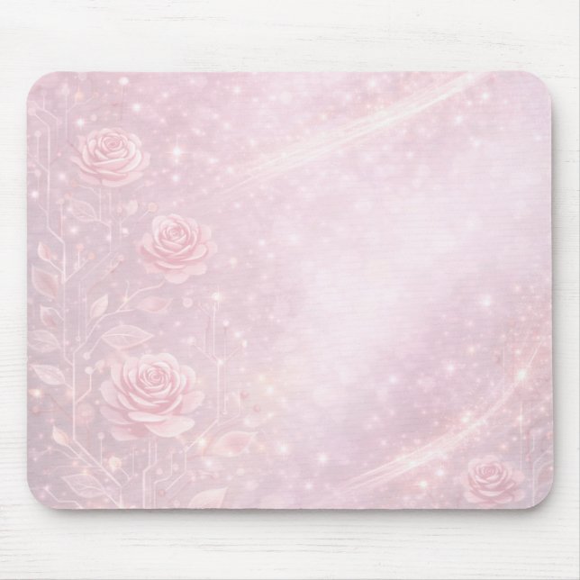 Blush rosa och pärlgrå blommor AI konst  Musmatta (Framsidan)
