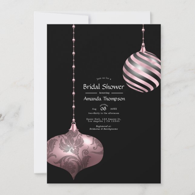 Blush Rosa och Rose Guld Jul Bröllopsfest Inbjudningar (Framsida)