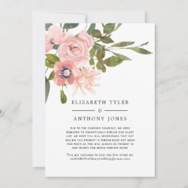 Blush Rosa och Roséguld Blommig Reducerad Gästlist Meddelande