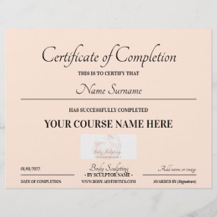Blush rosa online certifikat för avslutad kurs