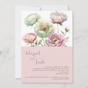 Blush Rosa Peonies Inbjudan