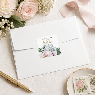 Blush Rosa Peony Blommig 30-årsdag Fyrkantigt Klistermärke