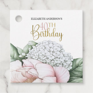 Blush Rosa Peony Blommig 40-årsdag Gåvor Etiketter