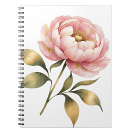 Blush Rosa Peony | Elegant Vattenfärgshäfte Anteckningsbok