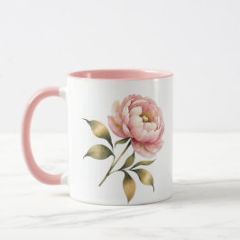 Blush Rosa Peony | Elegant Vattenfärgskål Mugg