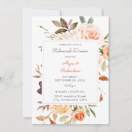 Blush Rosa & Persika Blommig Övningsmiddag V2 Inbjudningar