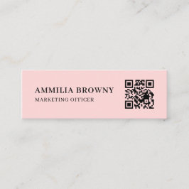 Blush Rosa QR | Feminint Pastell Anpassad Kontakt  Mini Visitkort