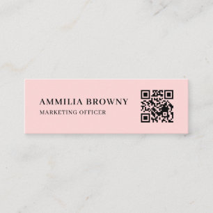 Blush Rosa QR Feminint Pastell Anpassad Kontakt Mini Visitkort