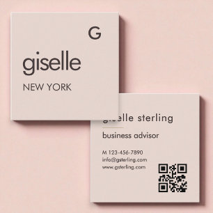 Blush Rosa QR-kod Fyrkantigt Visitkort