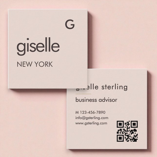 Blush Rosa QR-kod Fyrkantigt Visitkort (Skapare uppladdad)