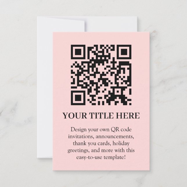 Blush Rosa QR | Modern Minimalistisk Uppladdning Inbjudningar (Framsida)