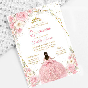 Blush Rosa Quinceanera Födelsedagsinbjudan Inbjudningar