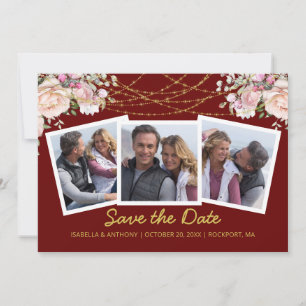 Blush Rosa Ros Blommig Guld Burgunder 3 Foto  Spara Datumet