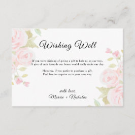 Blush Rosa Ros Blommig Konst Bröllop Tiggarebrunn Tilläggskort