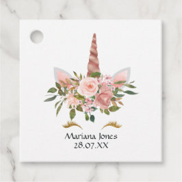 Blush Rosa & Roseguld Blommig Enhörning Baby Showe Gåvor Etiketter
