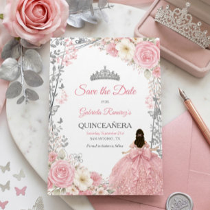 Blush Rosa Rosor Guld Quinceañera Spara Datum Datumet
