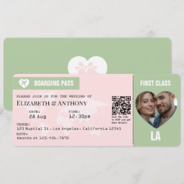 Blush Rosa & Sagegrön Ombordstigningshandling Bröl Inbjudningar