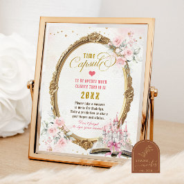 Blush Rosa Sagobok 1-års Födelsedags Tidskapsel  Poster