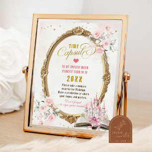 Blush Rosa Sagobok 1-års Födelsedags Tidskapsel Poster