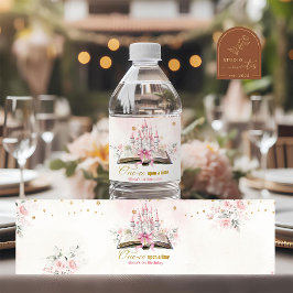Blush Rosa Sagobok 1-års Födelsedagsflasketikett Vattenflaskor Etikett