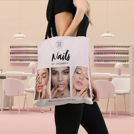 Blush Rosa Script Logotyp Foto Nagelkonstnär Tygkasse