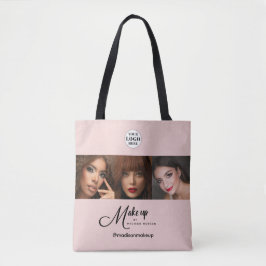 Blush Rosa Script Logotyp Foto Sminkstudio Tygkasse