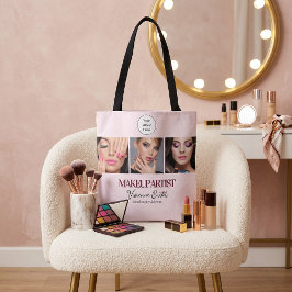 Blush Rosa Script Logotyp Foto Sminkstudio Tygkasse