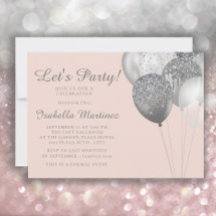Blush Rosa Silver Glitter Ballonger Sweet 16