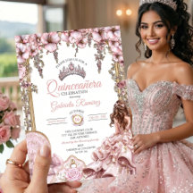 Blush Rosa Silver Tiara Blommig Quinceañera