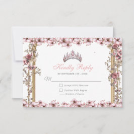 Blush Rosa Silver Tiara Blommig Quinceañera OSA Kort